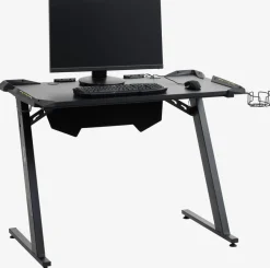 Gamingbureau LINDHOLM met LED en bekerhouder zwart