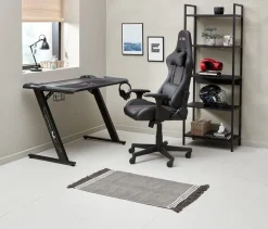 Gamingbureau LINDHOLM met LED en bekerhouder zwart