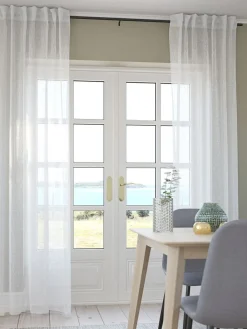 Gordijn UNNEN 1x140x300 wit linnenlook