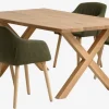 GRIBSKOV L180 tafel eiken + 4 ADSLEV stoelen olijfgroen