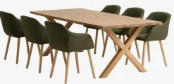 GRIBSKOV L230 tafel eiken + 4 ADSLEV stoelen olijfgroen