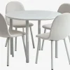 HANSTED Ø100 tafel warmgrijs + 4 EJSTRUP stoelen beige