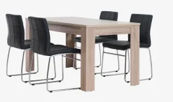 HASLUND L160 tafel eiken + 4 HAMMEL stoelen zwart