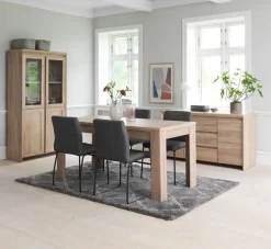 HASLUND L160 tafel eiken + 4 HAMMEL stoelen grijs