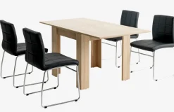 HASLUND L80/160 tafel eiken + 4 HAMMEL stoelen zwart