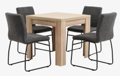 HASLUND L80/160 tafel eiken + 4 HAMMEL stoelen grijs