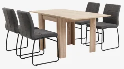 HASLUND L80/160 tafel eiken + 4 HAMMEL stoelen grijs