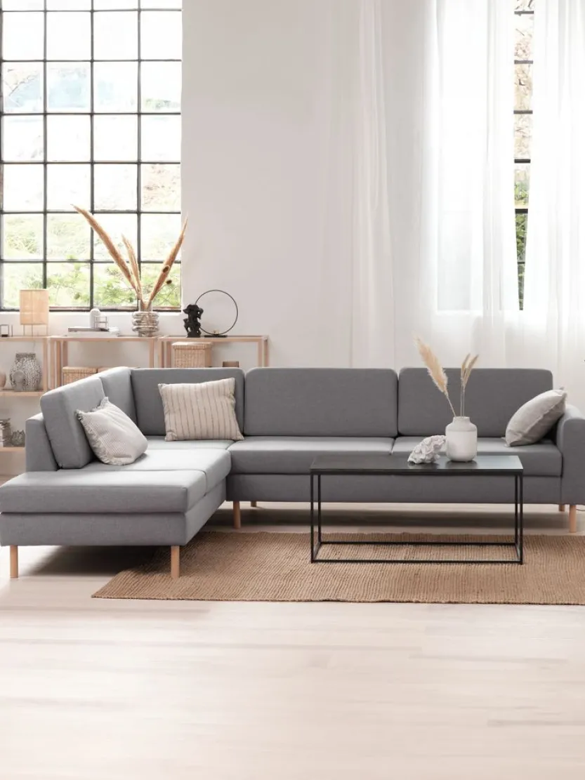 Hoekbank SVALBARD open einde links lichtgrijs