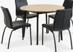 JEGIND Ø105 tafel eiken + 4 ASAA stoelen zwart