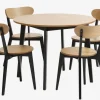 JEGIND Ø105 tafel eiken + 4 JEGIND stoelen eiken/zwart