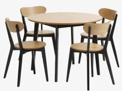 JEGIND Ø105 tafel eiken + 4 JEGIND stoelen eiken/zwart