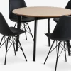 JEGIND Ø105 tafel eiken/zwart + 4 KLARUP stoelen zwart