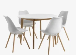JEGIND Ø105 tafel wit + 4 KASTRUP stoelen wit