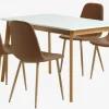 JEGIND L130 tafel wit + 4 JONSTRUP cognac/eiken