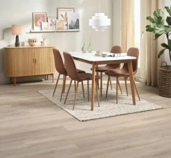 JEGIND L130 tafel wit + 4 JONSTRUP cognac/eiken