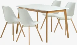 JEGIND L130 tafel wit + 4 KASTRUP stoelen wit