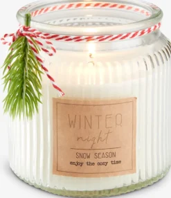 Kaars AMMONIT Ø10xH10 wit met decoratie