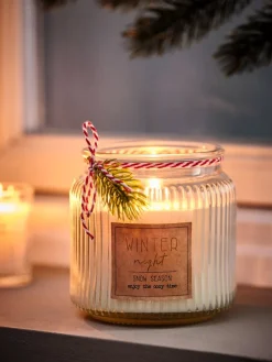 Kaars AMMONIT Ø10xH10 wit met decoratie