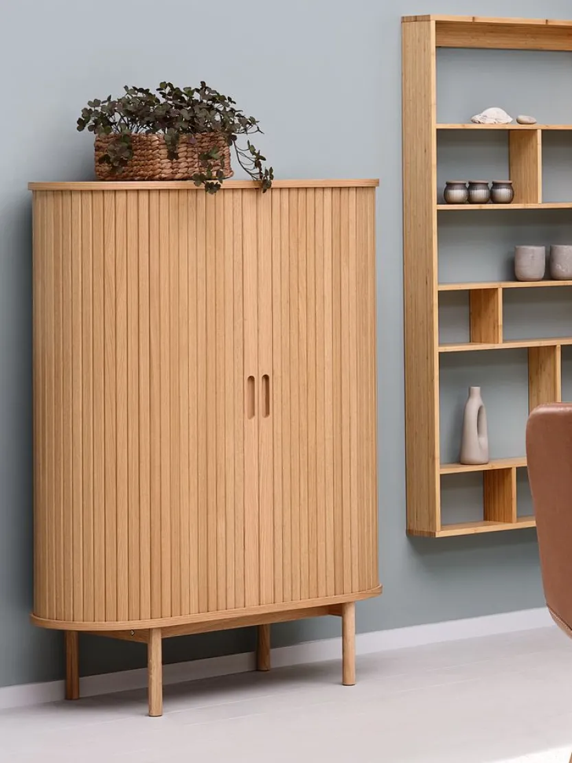 Kast LYNGVIG 90 cm 2 tambour deuren naturel eiken