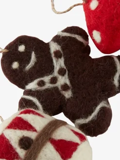 Kerstdecoratie MIMER 3 stuks bruin/rood/wit