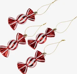 Kerstdecoratie VERDIT B10xH3cm 4 stuks rood/wit