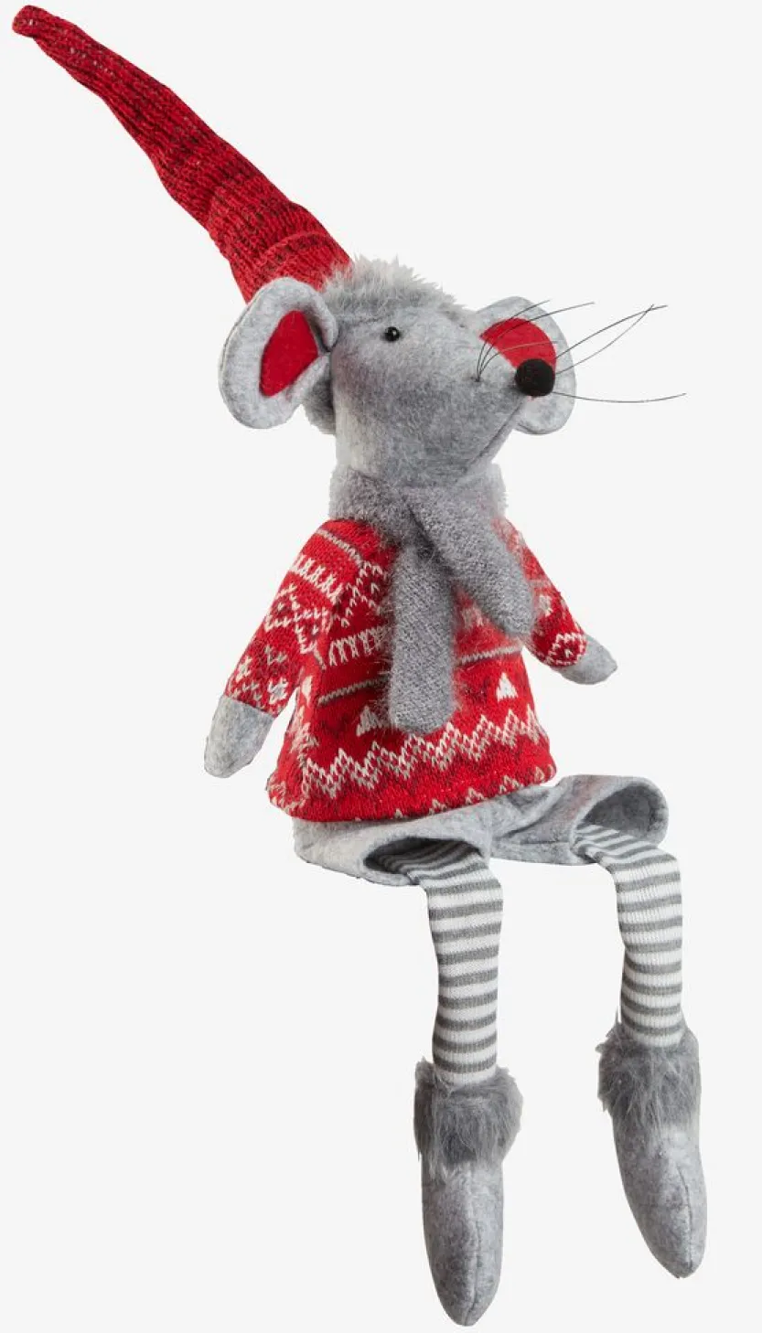Kerstmuis GYLVE H67cm grijs