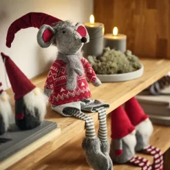 Kerstmuis GYLVE H67cm grijs