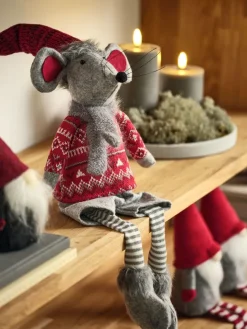 Kerstmuis GYLVE H67cm grijs