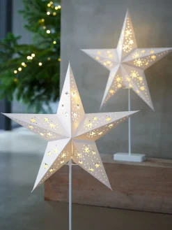 Kerstster GULDTOP Ø43xH66cm wit met LED