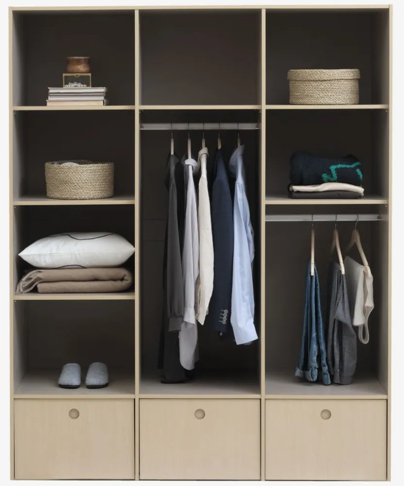 Kledingkast ANNISSE 160x200 3 deuren grijs/naturel