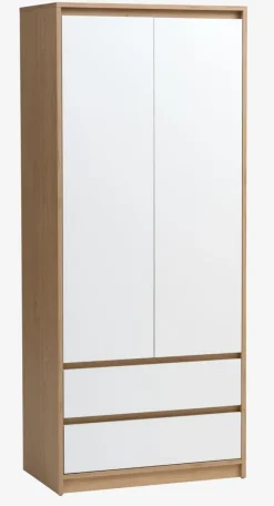 Kledingkast BILLUND 80x193 wit/eiken