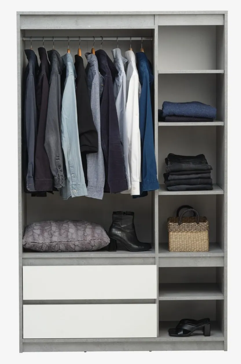 Kledingkast BILLUND 119x193 wit/beton