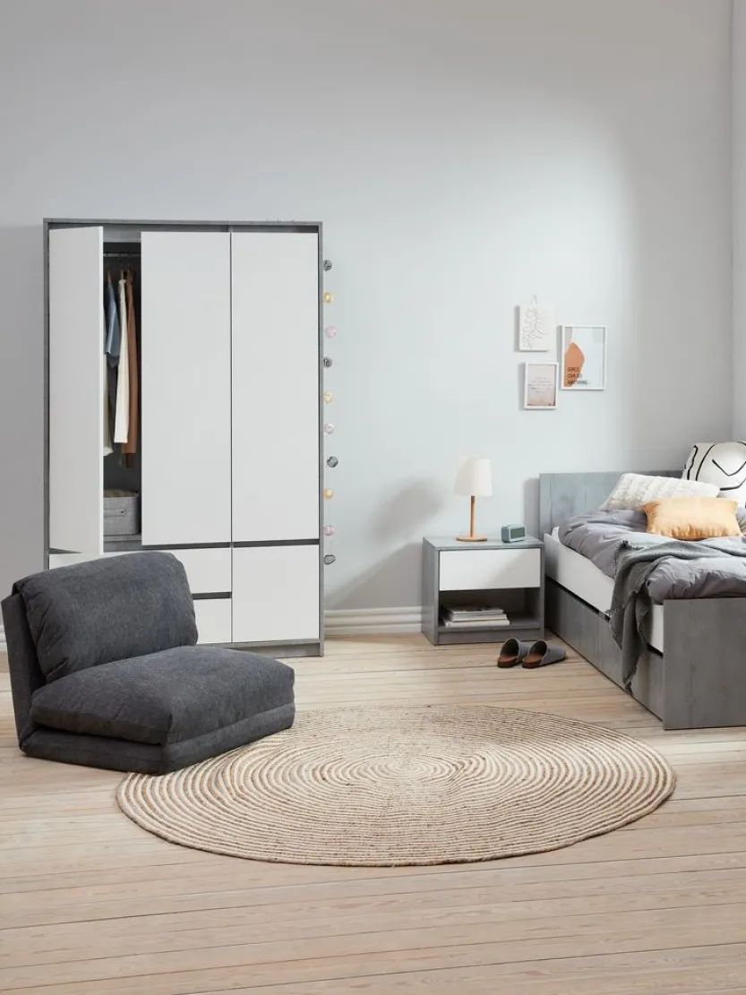 Kledingkast BILLUND 119x193 wit/beton