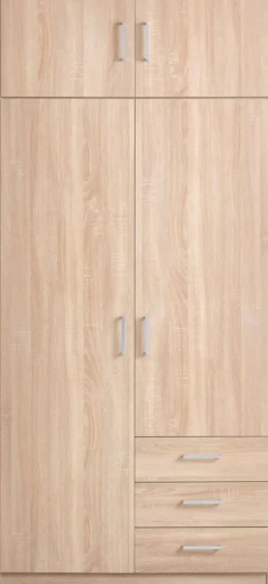 Kledingkast FANDRUP 97x176 2 deuren 3 lades licht eiken