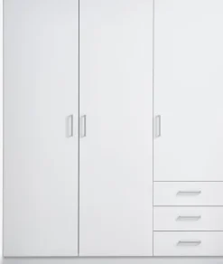 Kledingkast FANDRUP 145x176 3 deuren 3 lades wit
