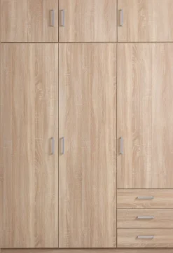 Kledingkast FANDRUP 145x176 3 deuren 3 lades licht eiken