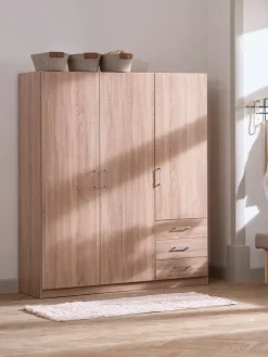 Kledingkast FANDRUP 145x176 3 deuren 3 lades licht eiken