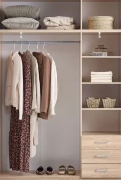 Kledingkast FANDRUP 145x176 3 deuren 3 lades licht eiken