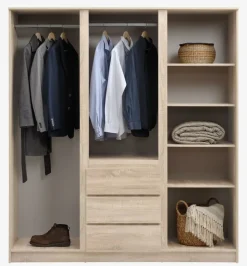 Kledingkast LIMFJORDEN 180x200 licht eiken kleur