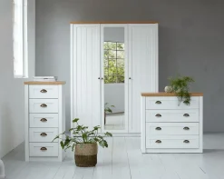 Kledingkast MARKSKEL 162x210 wit/eiken kleur