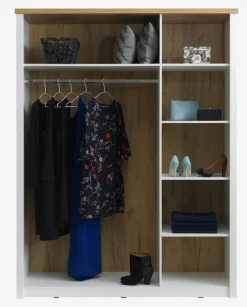 Kledingkast MARKSKEL 162x210 wit/eiken kleur