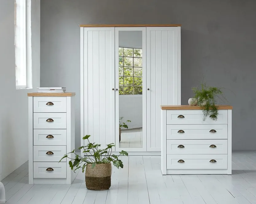 Kledingkast MARKSKEL 212x210 wit/eiken kleur