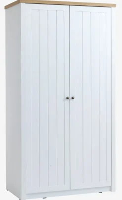 Kledingkast MARKSKEL 112x210 wit/eiken kleur