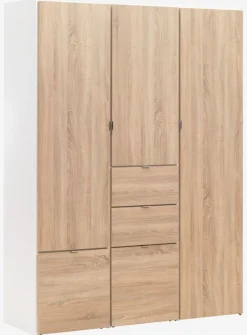 Kledingkast NAUTRUP 149x200 3 deuren eiken kleur/wit