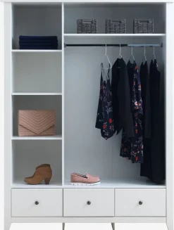 Kledingkast NORDBY 150x200 3 deuren 3 lades wit