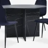 KRONDAL Ø110 tafel marmer + 4 BISTRUP fluweel donkerblauw