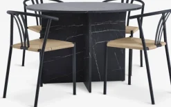 KRONDAL Ø110 tafel marmer + 4 JYDERUP zwart/naturel