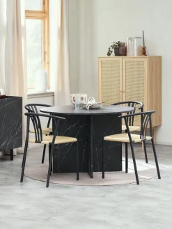 KRONDAL Ø110 tafel marmer + 4 JYDERUP zwart/naturel