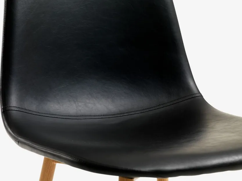 KRONDAL Ø110 tafel marmer + 4 JONSTRUP stoelen zwart/eiken