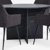 KRONDAL Ø110 tafel marmer + 4 PURHUS stoelen grijs/zwart